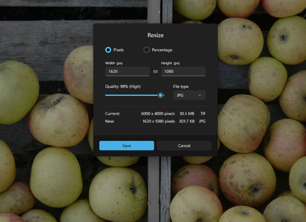 Windows photos menu